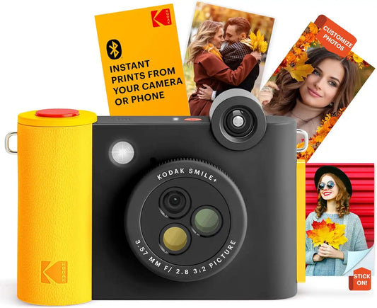 KODAK Smile+ Wireless Digital Instant Print Camera with Effect-Changing Lens, 2x3” Sticky-Backed Photo Prints, and Zink Printing Technology, Compatible with iOS and Android Devices - Black