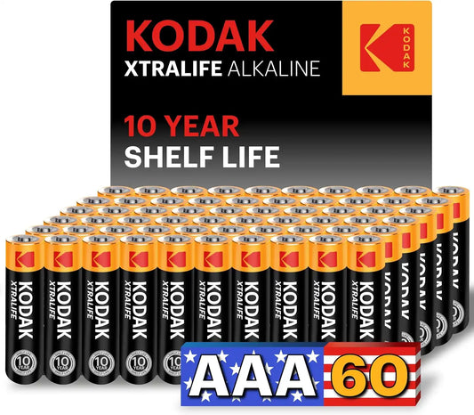 KODAK AAA Alkaline Batteries (60 Pack) Triple A Battery, LR03, 1.5V