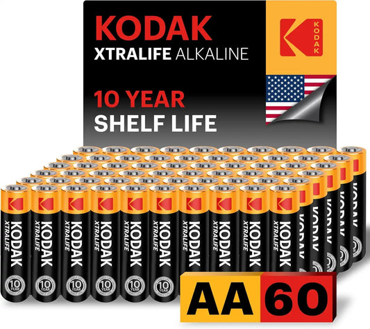 KODAK AA Alkaline Batteries (60 Pack) Double A Battery, LR6, 1.5V
