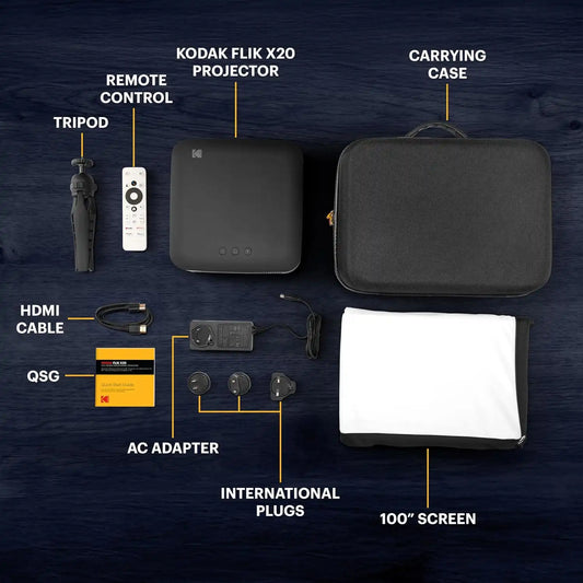KODAK Flik X20 1080p Portable Smart Projector with Wi-Fi & Bluetooth, Black