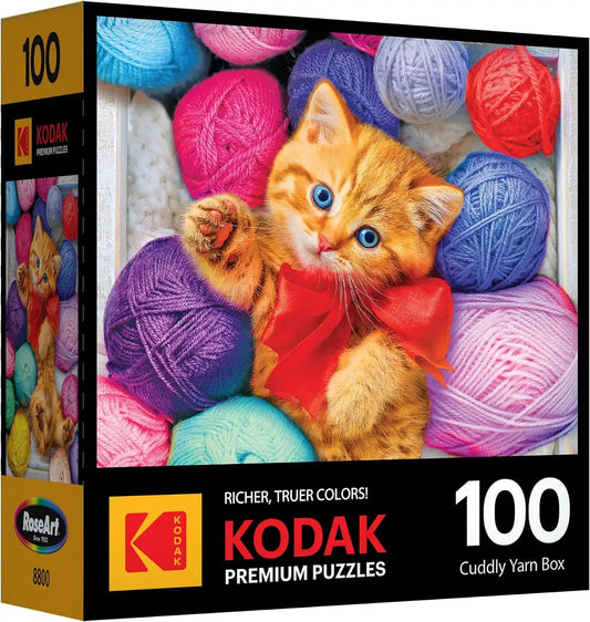 RoseArt - Kodak Premium - Cuddly Yarn Box - 100 Piece Jigsaw Puzzle for Adults