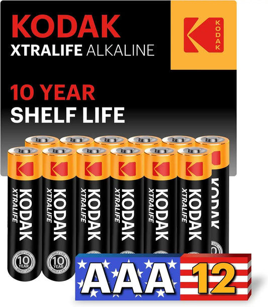 KODAK AAA Alkaline Batteries (12 Pack) Triple A Battery, LR03, 1.5V