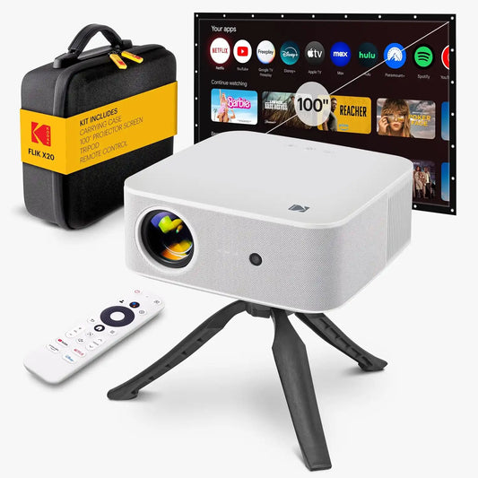 KODAK Flik X20 1080p Smart Projector Kit, Mini Projector, White, Small