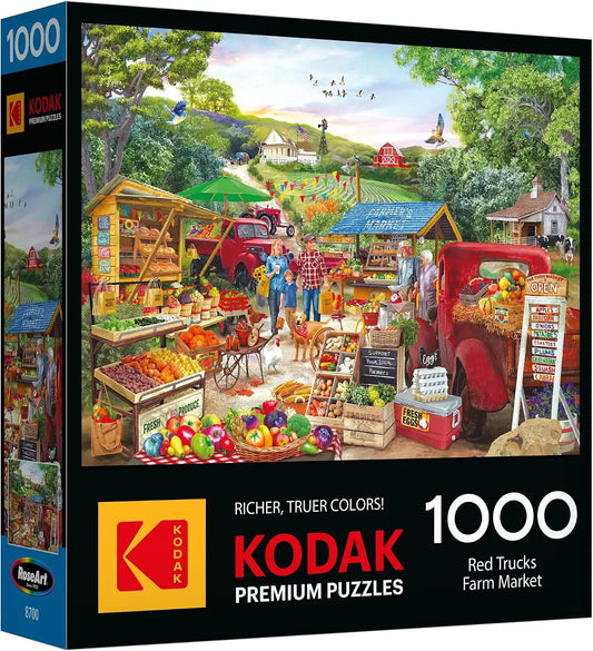 RoseArt - Kodak Premium - Red Trucks Farm Market - 1000 Piece Jigsaw Puzzle for Adults