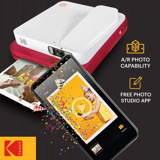 Zink KODAK Smile Classic Digital Instant Camera for 3.5 x 4.25 Zink Photo Paper - Bluetooth, 16MP Pictures (Red)