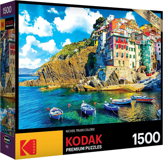RoseArt - Kodak Premium - Cinque Terre Riomaggiore Village Italy - 1500 Piece Jigsaw Puzzle for Adults