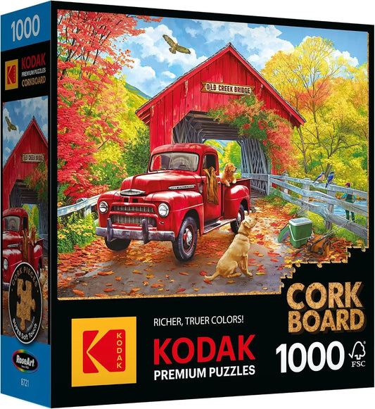 RoseArt - Kodak Premium Cork - Old Creek Bridge - 1000 Piece Jigsaw Puzzle for Adults