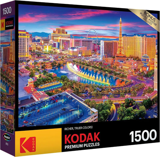 RoseArt - Kodak Premium - Las Vegas Strip - 1500 Piece Jigsaw Puzzle for Adults