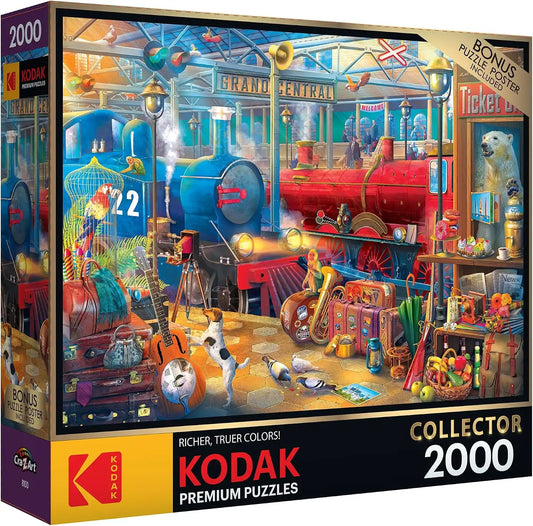 RoseArt - Kodak Premium Collector - Train Station - 2000 Piece Jigsaw Puzzle for Adults