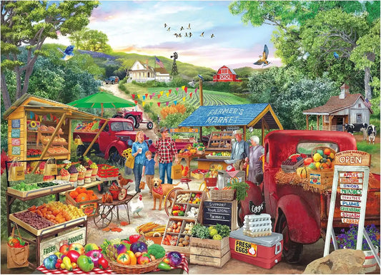 RoseArt - Kodak Premium - Red Trucks Farm Market - 1000 Piece Jigsaw Puzzle for Adults