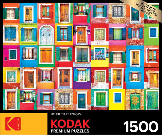 RoseArt - Kodak Premium - Colorful Windows and Doors of Burano - 1500 Piece Jigsaw Puzzle for Adults