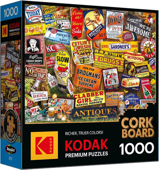 RoseArt - Kodak Cork - Antique Signs - 1000 Piece Jigsaw Puzzle for Adults
