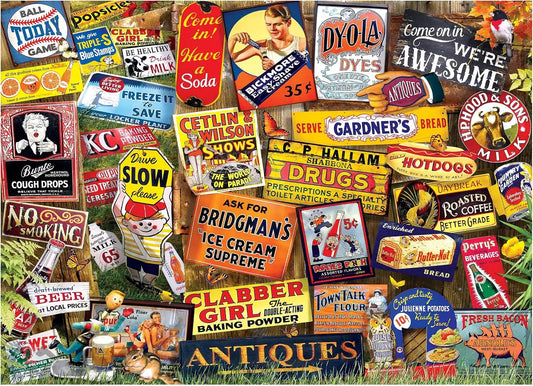 RoseArt - Kodak Cork - Antique Signs - 1000 Piece Jigsaw Puzzle for Adults